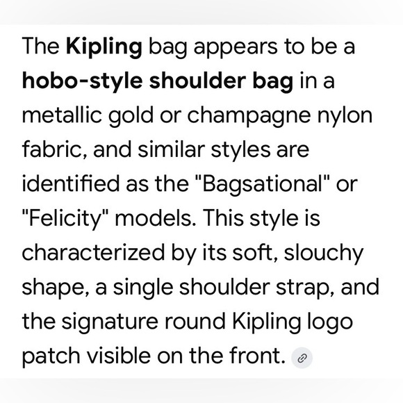 Kipling Metallic Champagne Hobo Bag with Polka Dot Interior - Picture 14 of 17